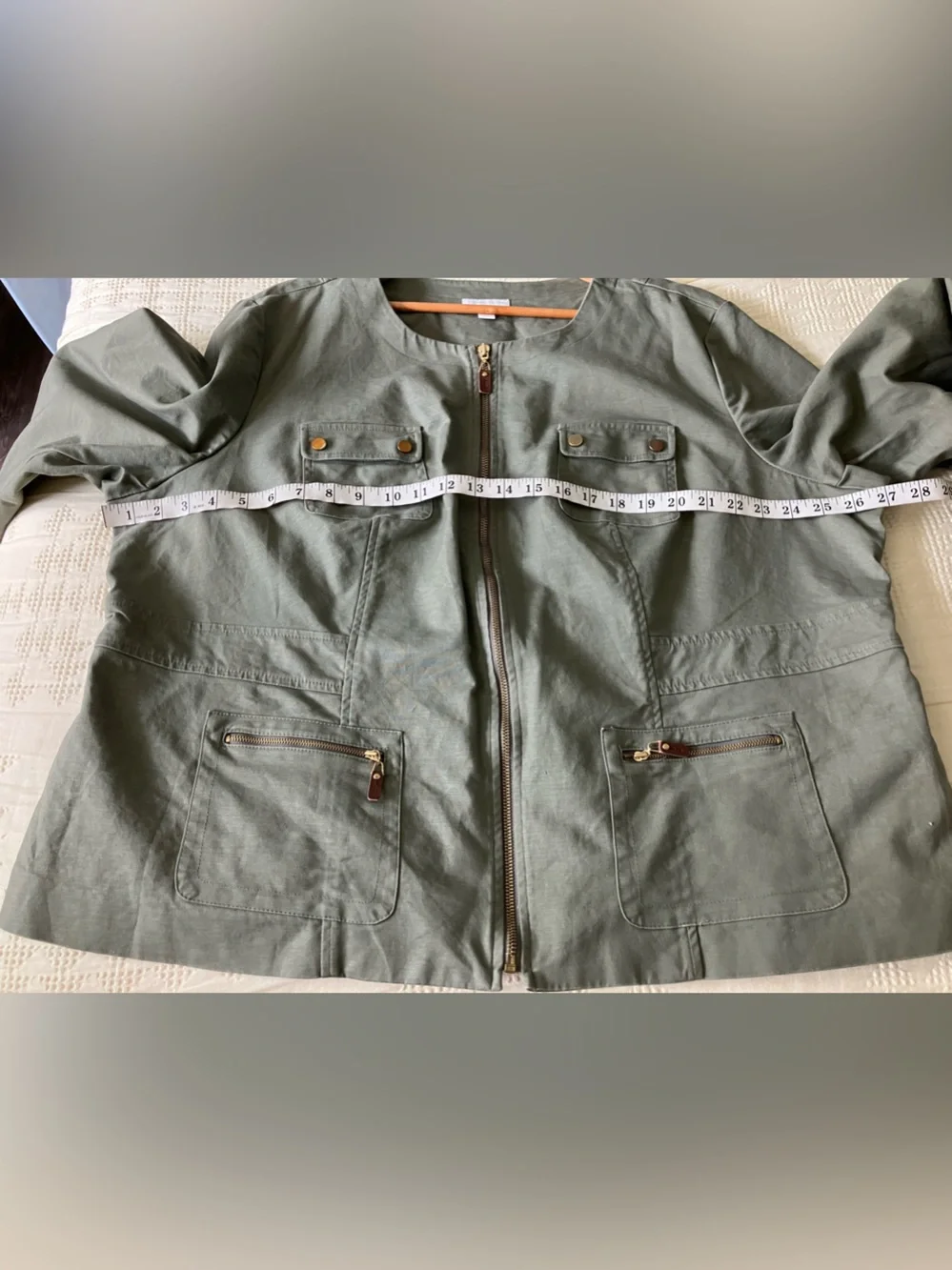 CHARTER CLUB Olive Green Elevated Cotton Utility Jacket Size 24W